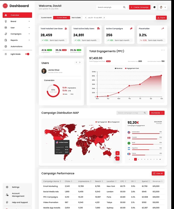 Bizi analytics light dashboard