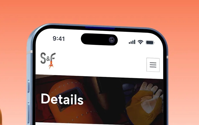 S&F Fabrication product detail screen on a phone