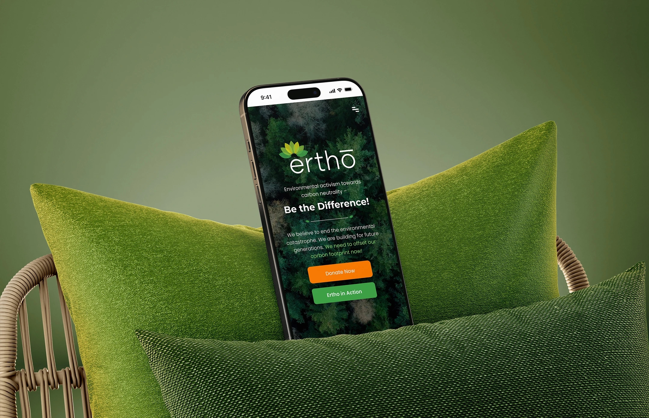 Ertho carbon footprint calculator on a smartphone