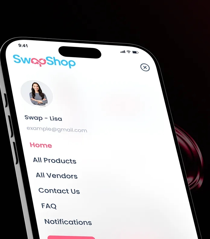 SwapShop mobile account menu